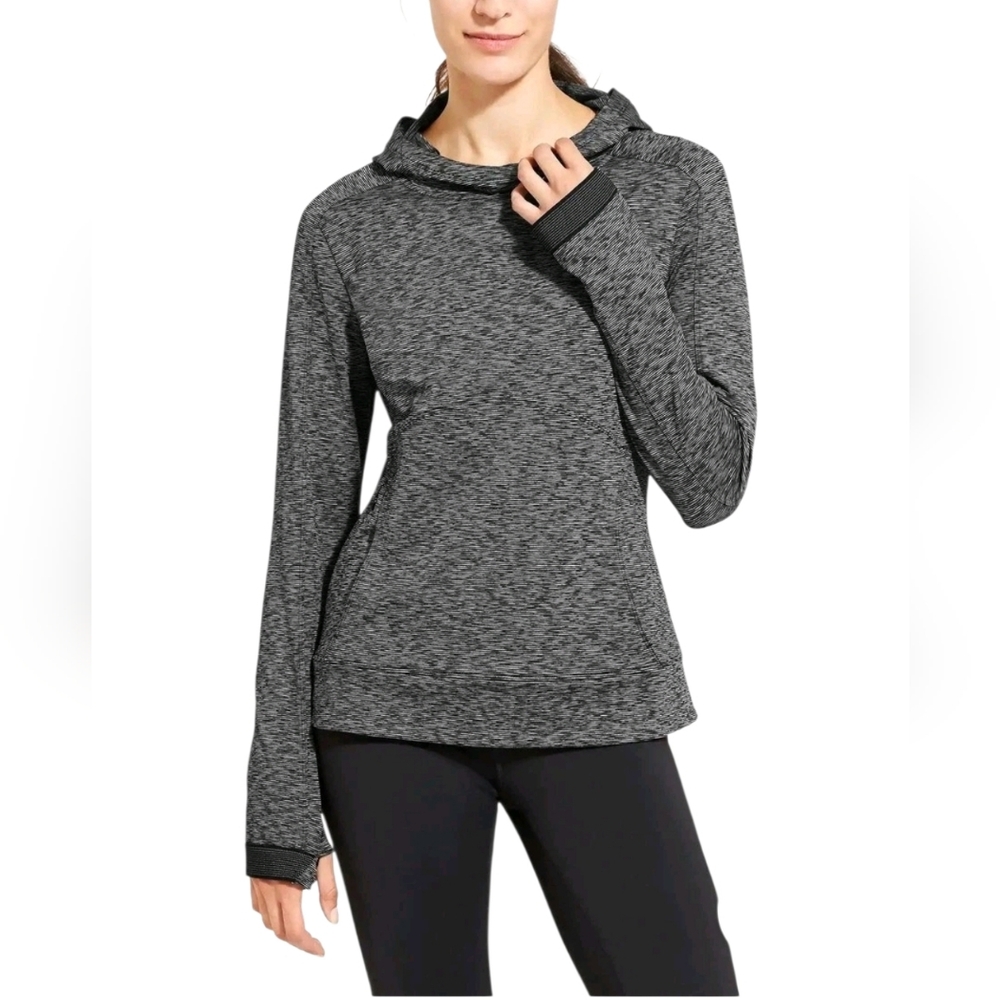 Athleta Striated Stowe Hoodie, Charcoal Grey Sz XXS